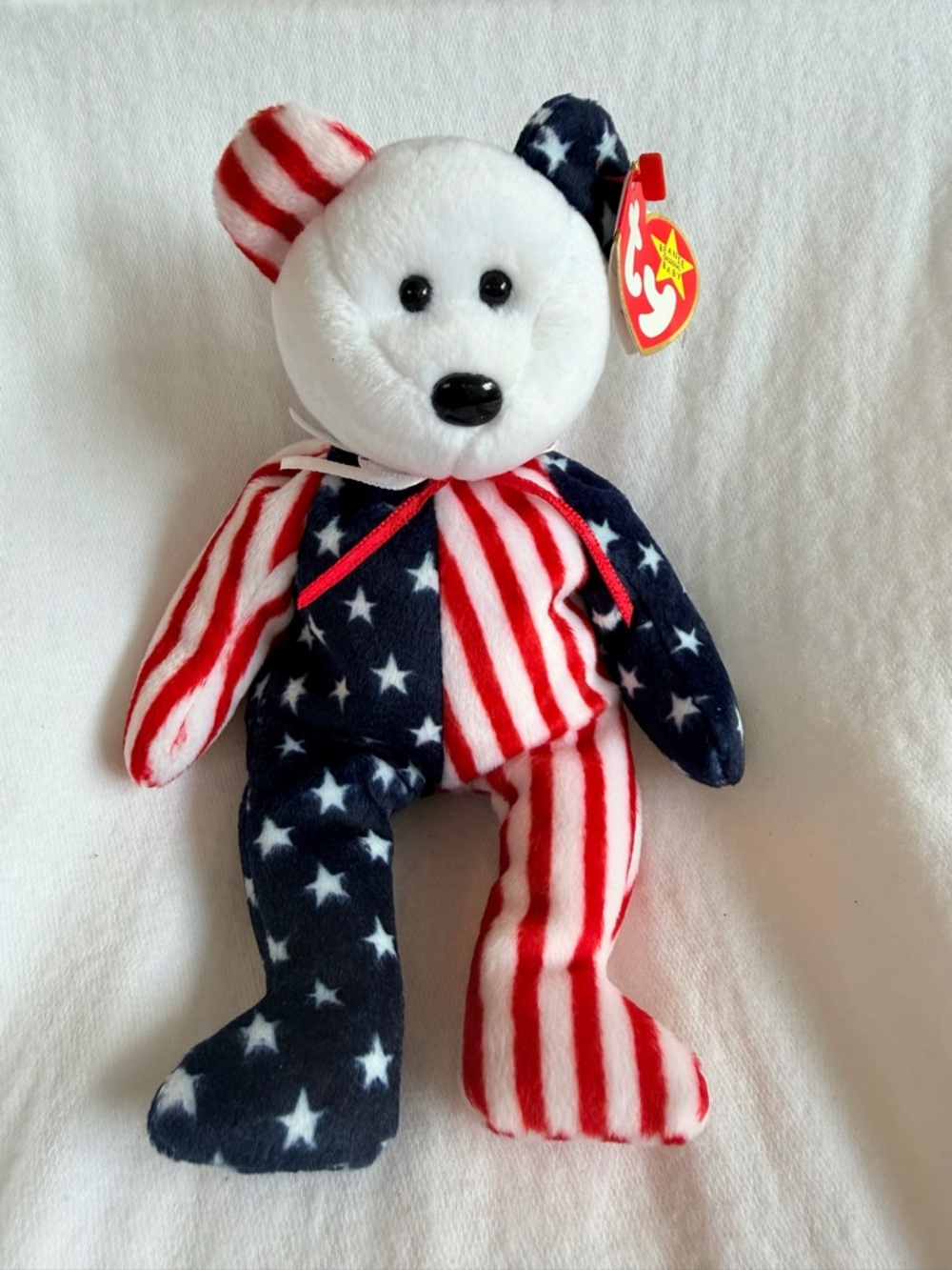 Ty Spangle Patriotic Star & Stripe Bear - Red, White, Navy Blue